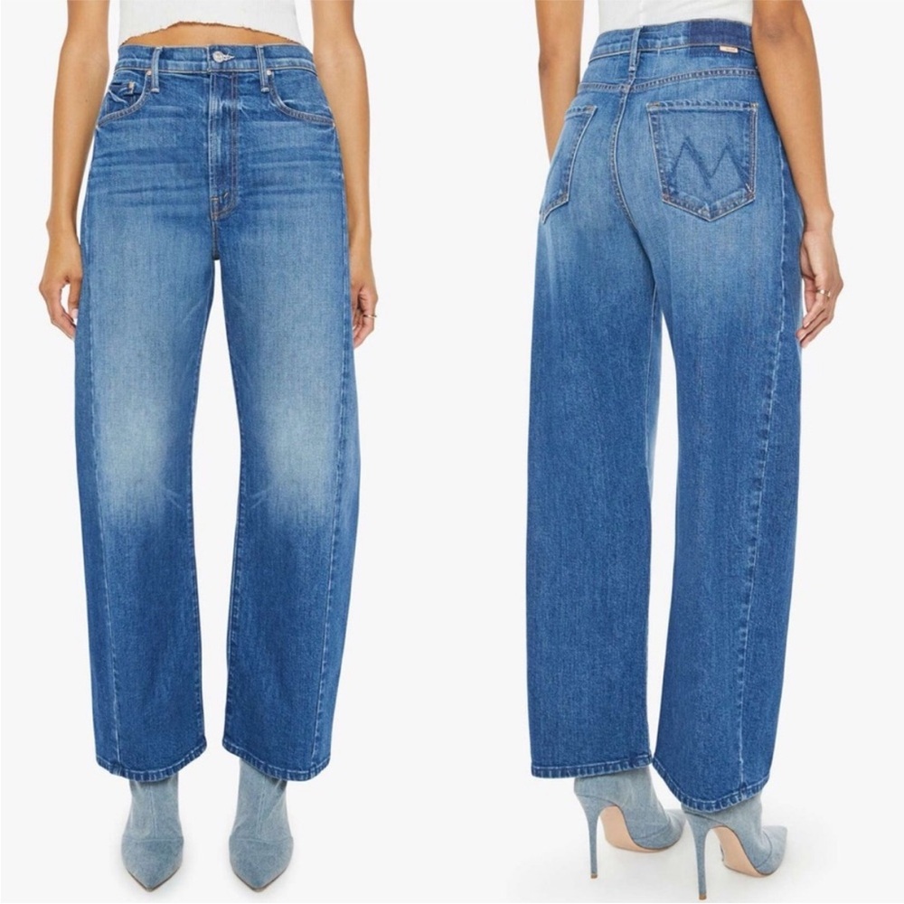 MOTHER High-Rise Straight Jeans in Medium Blue Wash - Picture 2 of 13